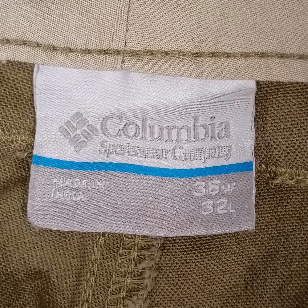 Columbia Sportswear Pants Men's 36x32 (38x31) Olive Cargo Deep Pockets Cotton